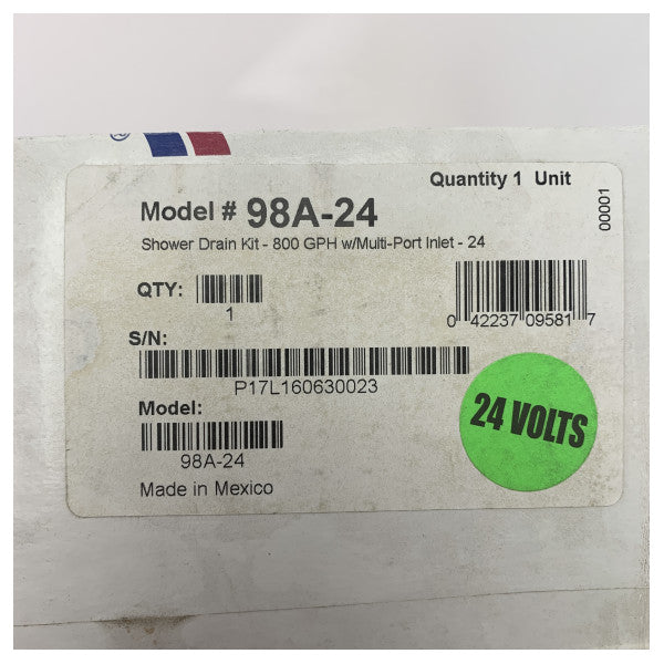 Règle 98A -24 800 Système de pompe de vidange de douche GPH 24V