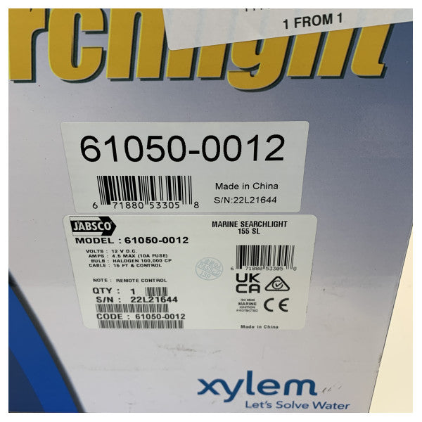 Jabsco 61050-0012 155SL Faro Marino Control Remoto - Foco de Búsqueda para Barcos y Yates 12V