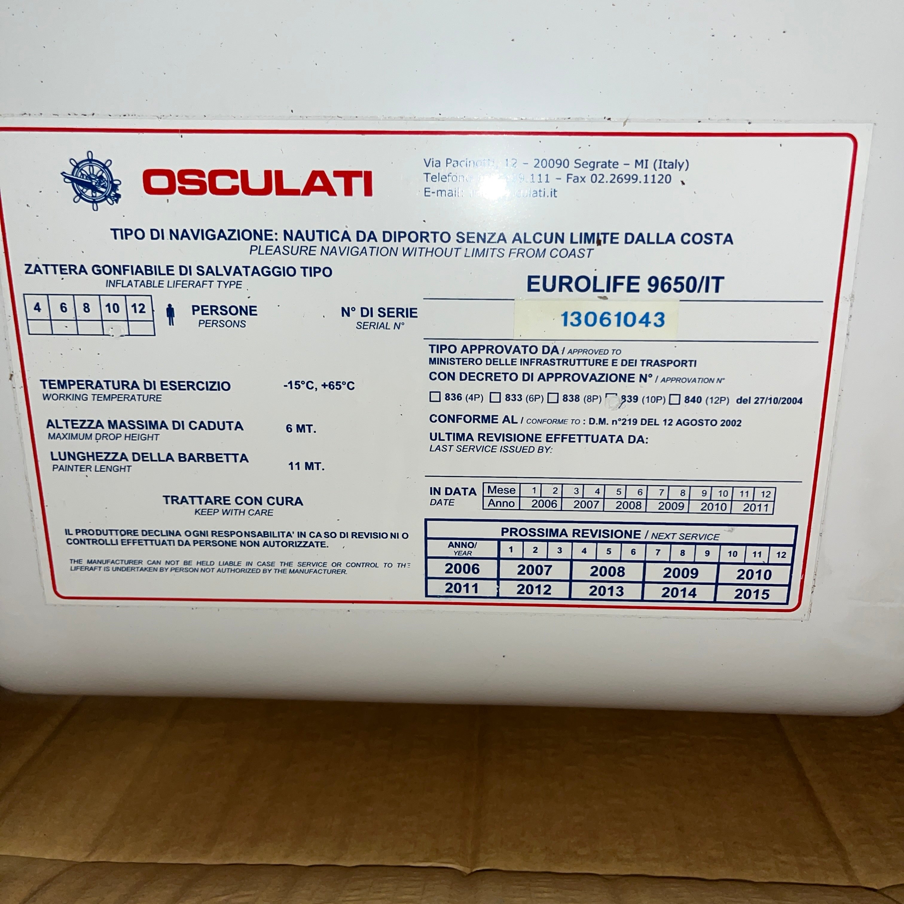 Eurolife 10-personers redningsflåde i container - 22.709,10