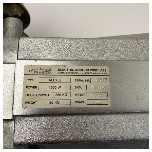 رافعة مرساة هوائية كهربائية Vetus ALEX III 1000 واط | 24 فولت | 8 مم