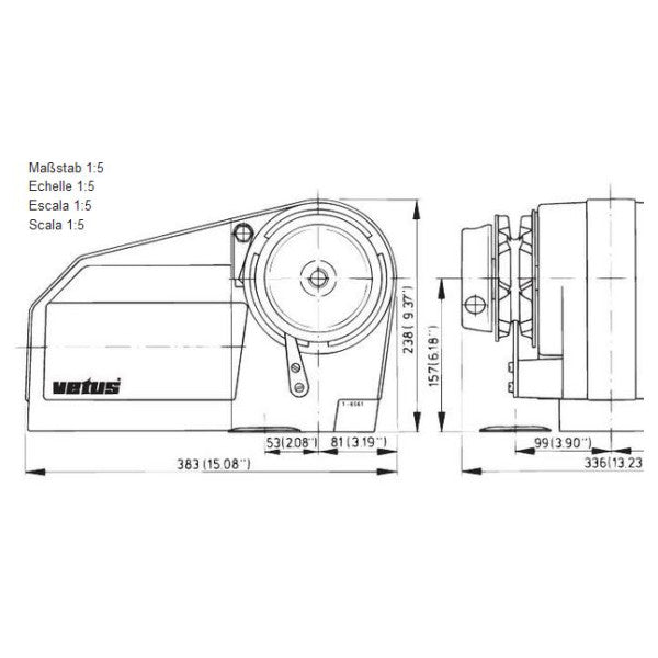 رافعة مرساة هوائية كهربائية Vetus ALEX III 1000 واط | 24 فولت | 8 مم