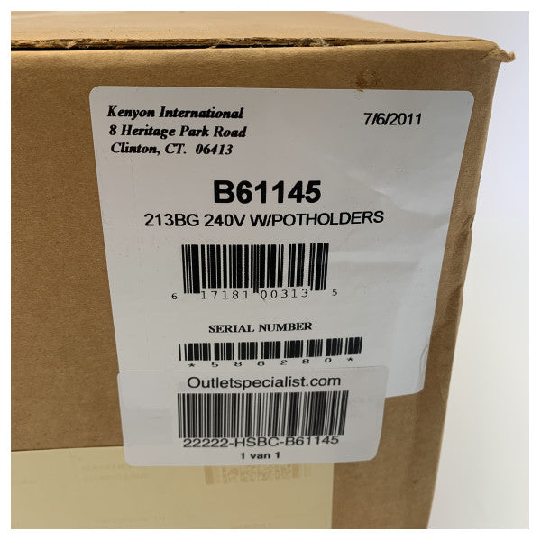 Kenyon B61145 ruostumattomasta teräksestä valmistettu yksipolttimellinen alkoholisähköliesi