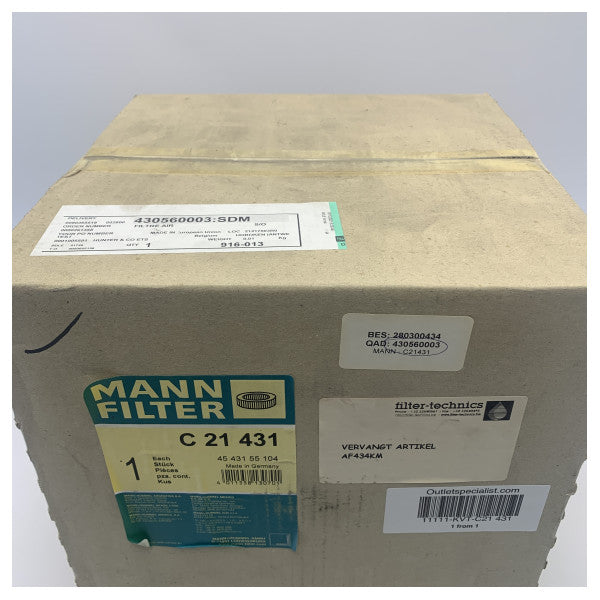 عنصر إدراج فلتر هواء محرك الديزل MANN C21 431 لمحرك الديزل