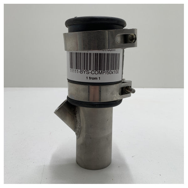 Marine Grade 50mm ruostumattomasta teräksestä valmistettu kumiputkiliitin letkunkiristimillä - kestävä ja korroosionkestävä