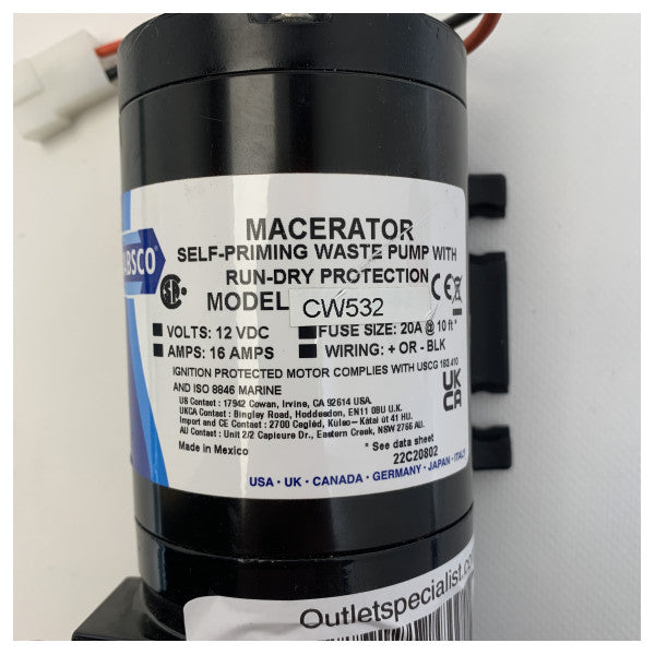 Jabscon itseimevä jätevesipumppu, jossa on kuivumissuoja - CW532