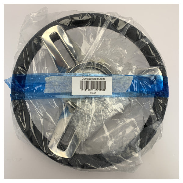 Volante Isotta DAPONTE 350 mm in acciaio inox nero di alta qualità