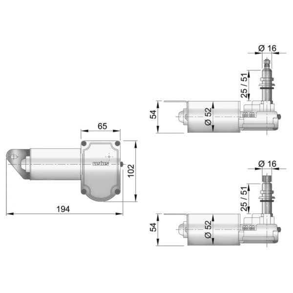 Vetus DIN1225 двигател за чистачките на предното стъкло 12V 25 mm