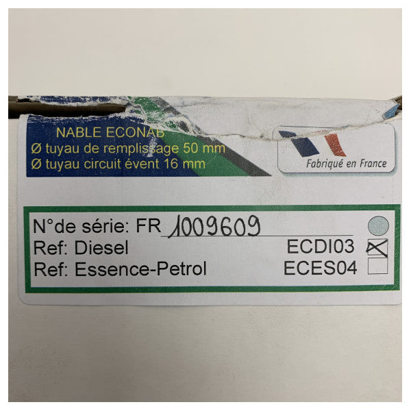 Econab ECDI03 Conector de Combustível Diesel Marítimo - Conexão de Linha de Combustível em Aço Inoxidável e Alumínio Durável