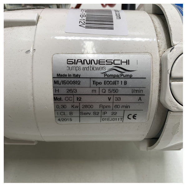 Gianneschi hidrofor tatlı su pompası 12V | 45L/dak - ECOJET-1B-12V