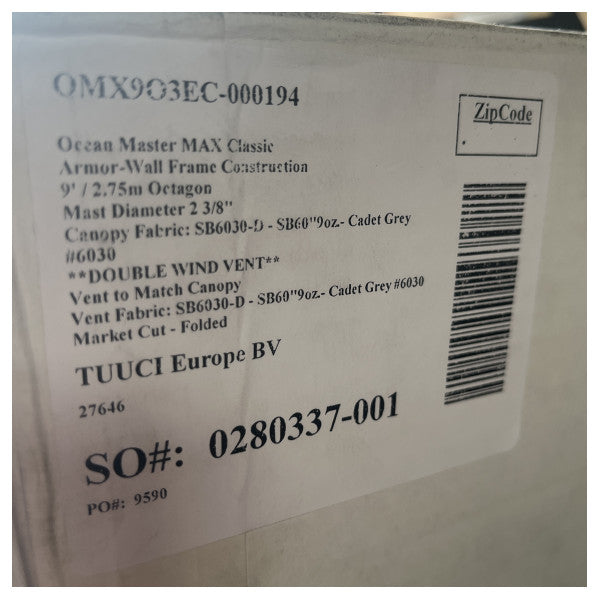 Tuuci Ocean Master MAX-Classic in acciaio inossidabile ottagonale, ombrellone da 9 piedi, colore grigio cadetto.