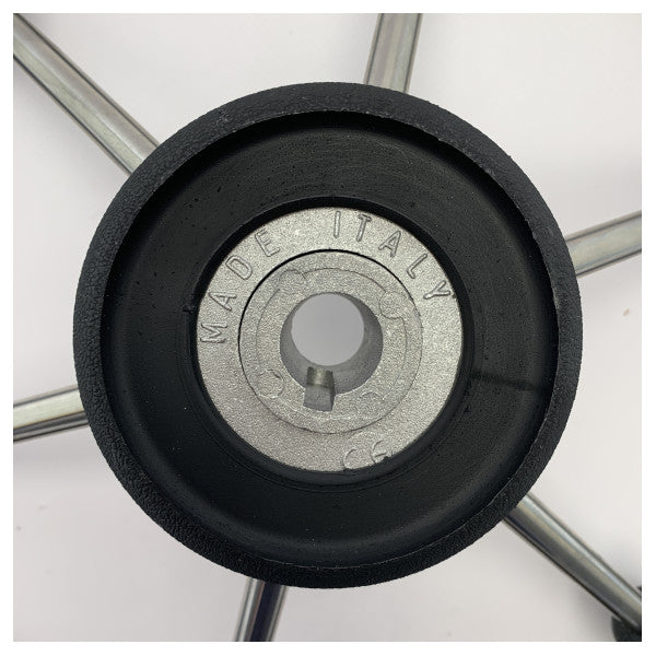 Allpa Black Leather Steering Wheel for Marine Boats - Durable Stainless Steel Spokes, Weather Resistant - NL7360/01