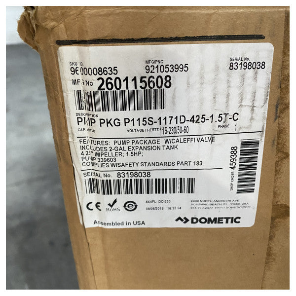 Насос для кондиціонування повітря Dometic P115S-1171D-425-1.5TCV