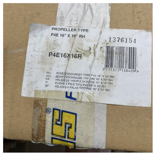 مروحة Vetus P4E16X16R ذات 4 شفرات مقاس 16 × 16 بوصة RH 30 مم