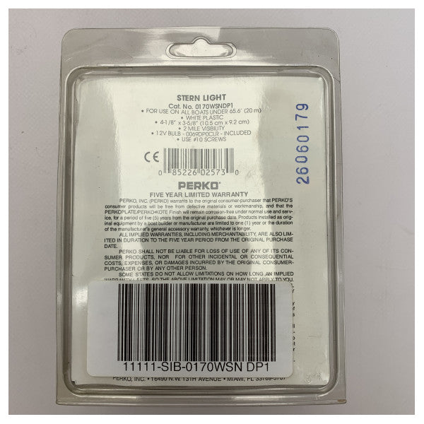 Rufowe światło nawigacyjne Perko 12V białe - PKO170WSN100