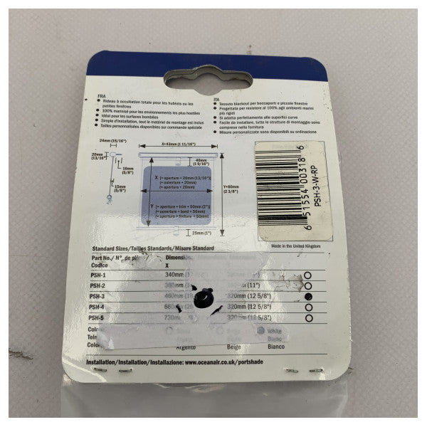 Dometic OceanAir Portshade rullgardin vit 460 x 320 mm - PSH-3-W-RP