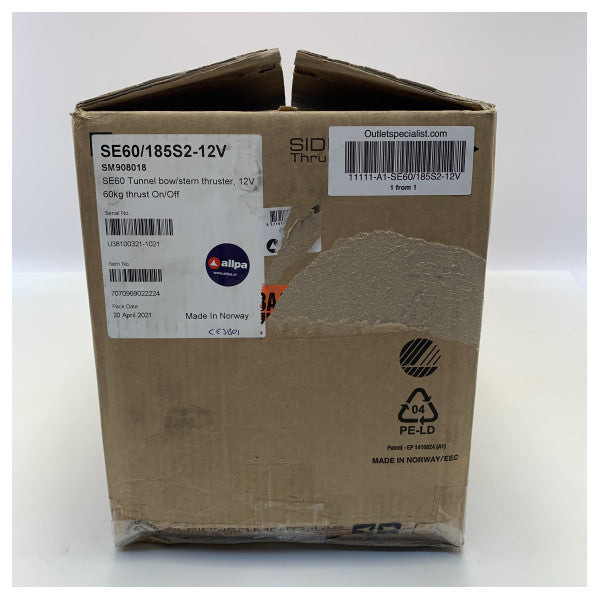 Sleipner Side Power SE60 60 KGF | 185 mm | 12v Bow and Stern Thrust - SE60 / 185S2-12V