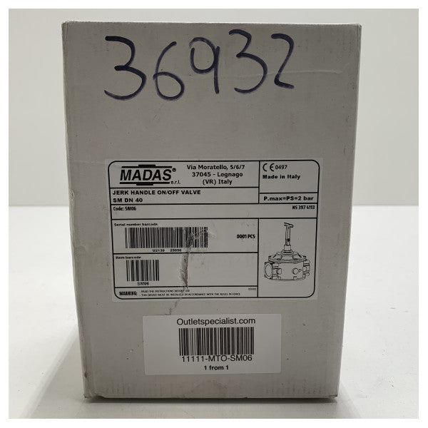 Madas sarsıntılı kollu açma/kapama vanası SM06