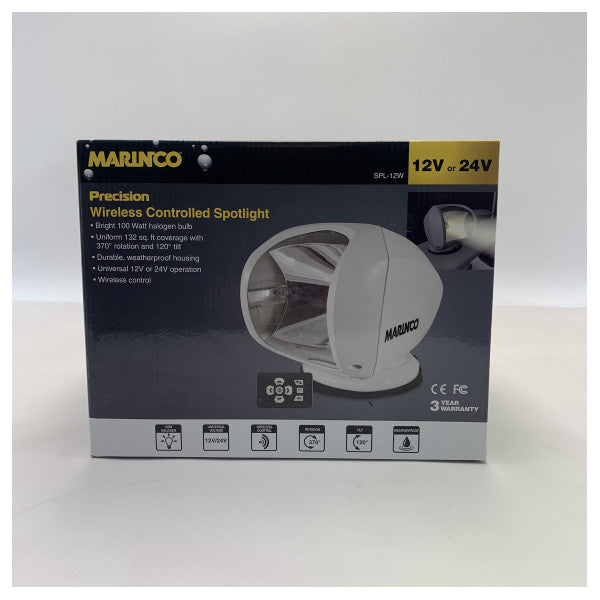 Marinco trådlös fjärrstyrd spotlight 12/24V 100 watt - SPL-12W