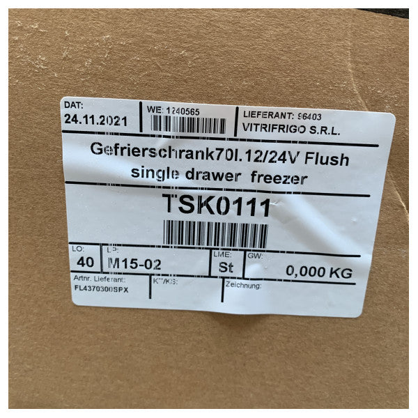 Vitrifrigo DW70BT 70L congelador de gaveta com compressor em aço inoxidável 12/24V