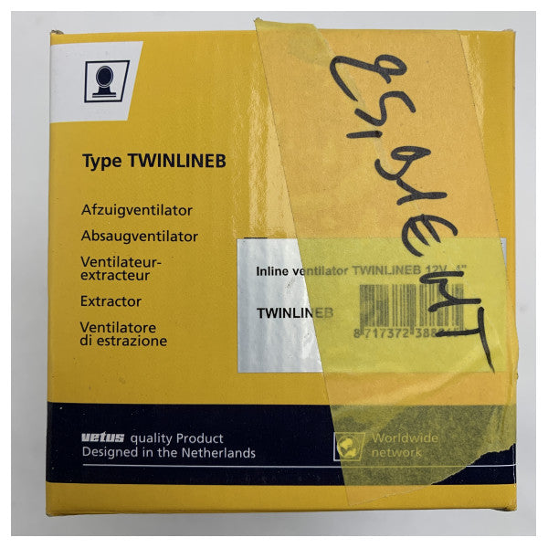 Vetus TWINLINE in-line 102MM 12V poistoilmapuhallin 12V