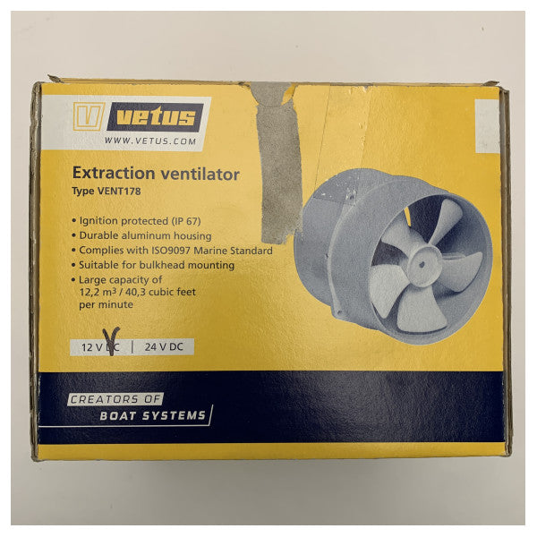 Vetus VENT17812 in-line ventilator 12V 12 m3 D178 mm