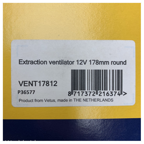 Vetus VENT17812 in-line ventilator 12V 12 m3 D178 mm