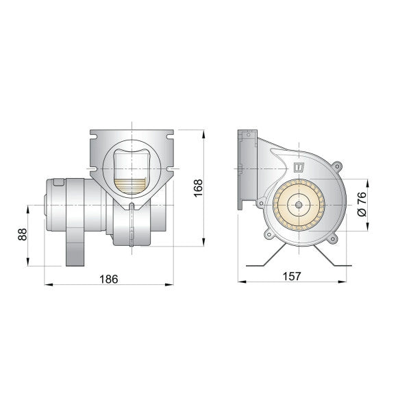 Vetus VENT7612A svart motorrom ventilator D76 mm 12V