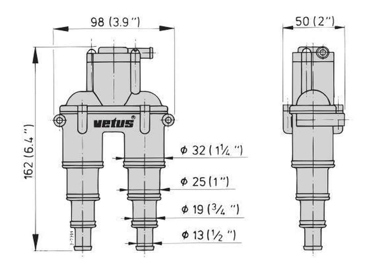Vetus Airvent with Valve for 13/19/25/32 mm Hose