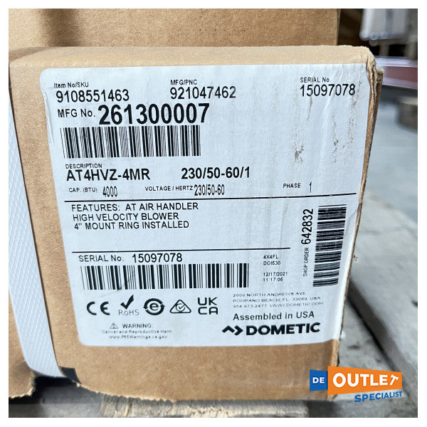 Dometic AT4HVZ-4MR 4000 BTU Air-Handler 230V-9108551463