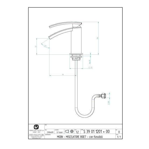Miscelatore monocomando Zazzeri serie Moon cromo - 39-01-PL040-A-0