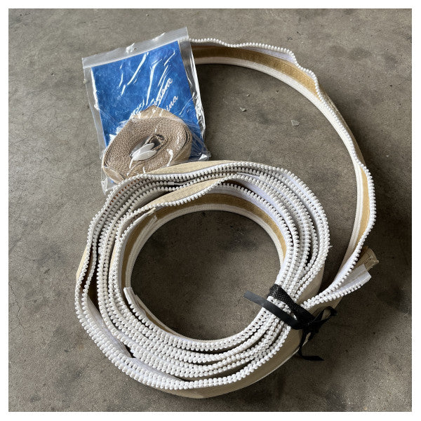 Sessa Marine Iscamorada S32 cockpitovertræk i beige lærred - 049545