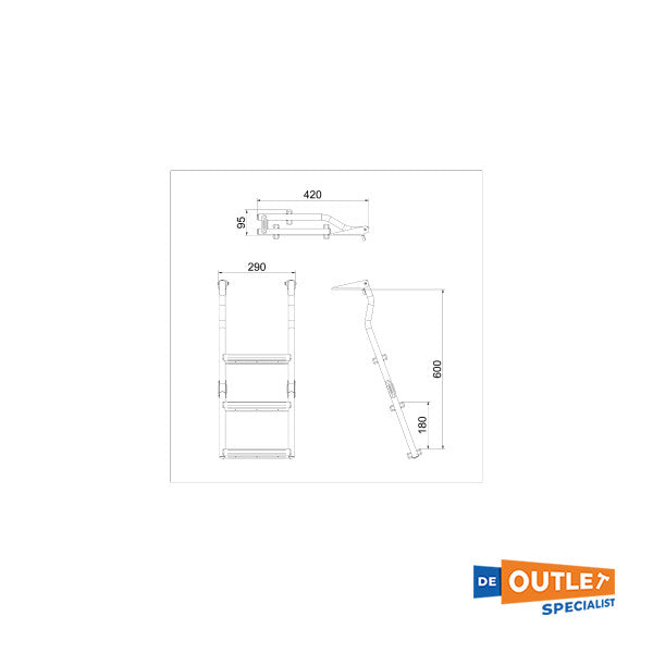 Nautinox 3 askelman ruostumattomasta teräksestä valmistetut uimaportaat puisilla askelmilla - 2048 1