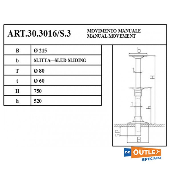 SAFE aluminiums justerbare styrestolsben med glider - 30.3016/S3