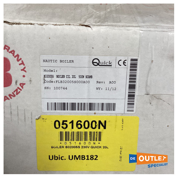 Quick B3 20L 1200W boyler 230V - FLB32005S000A00