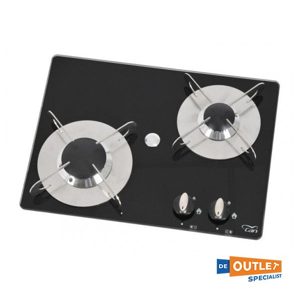 CAN PV1351 Εντοιχιζόμενες εστίες αερίου 2 καυστήρων μαύρες