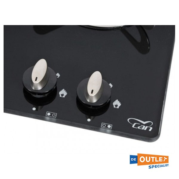 CAN PV1351 Piano cottura a gas da incasso a 2 fuochi nero