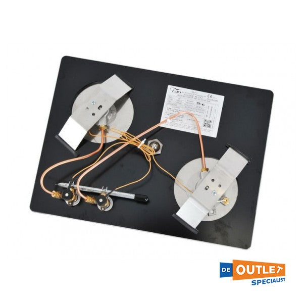 CAN PV1351 Piano cottura a gas da incasso a 2 fuochi nero