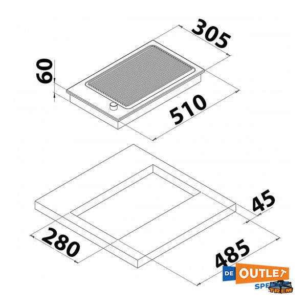 CAN PB1328 ηλεκτρική ψησταριά από ανοξείδωτο χάλυβα 230V