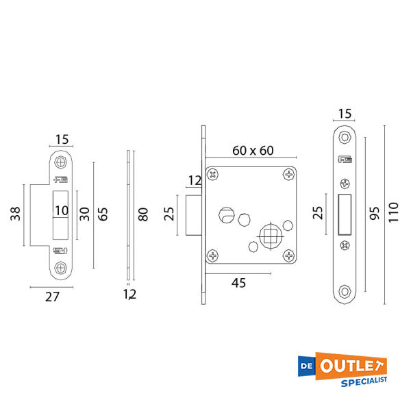 Дверна ручка та замок Foresti & Suardi 831.C хром