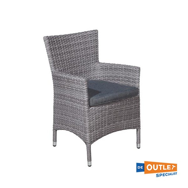 Garden Impressions Nicosia dining tuinstoel wicker grijs met kussens