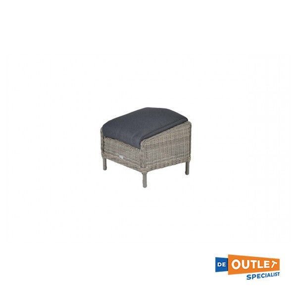Garden Impressions Insua wicker voetenbank grijs met kussens