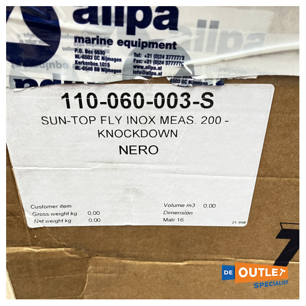 Tessilmare Sun Top Fly Inox 4 αψίδα bimini μπλε 200 cm - 110-060-003-S