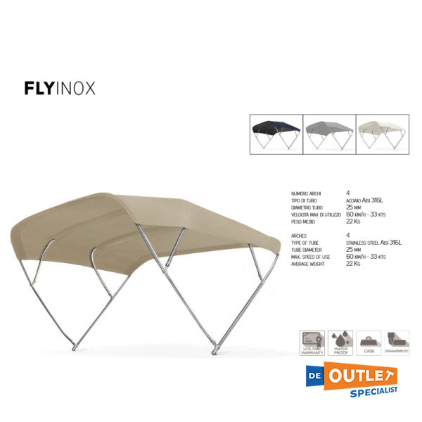Tessilmare Sun Top Fly Inox 4 αψίδα bimini μπλε 200 cm - 110-060-003-S
