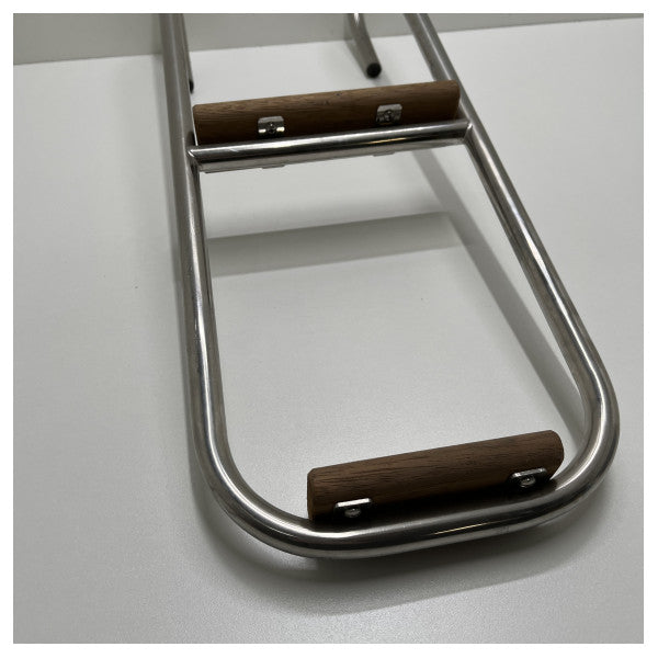 Allpa badestige i rustfrit stål 2 trin fastgjort med trin i teak - 110033