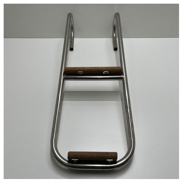 Allpa badestige i rustfrit stål 2 trin fastgjort med trin i teak - 110033