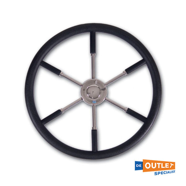 Stazo 6 -spoke type 12 stainless steel plastic steering wheel black 55 cm - 1585