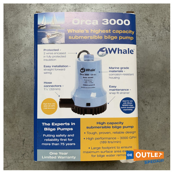 Ηλεκτρική αντλία υδροσυλλεκτών Whale Orca 3000 24V 189 L min - BE3004