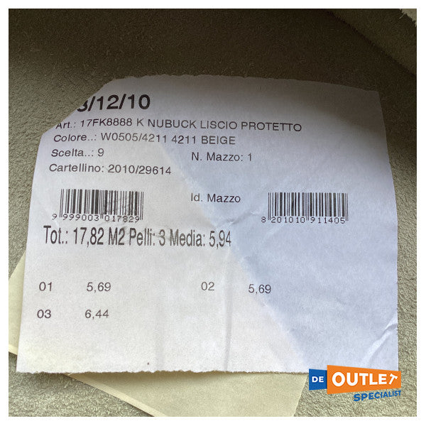 Шкіра нубук 17,82 м2 колір W0505/4211 бежевий - 17FK8888