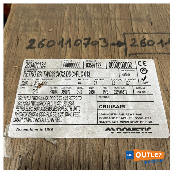 وحدة تبريد الهواء البحرية من دوميتش 72000 وحدة تبريد هواء بحرية 230 فولت - 260112013