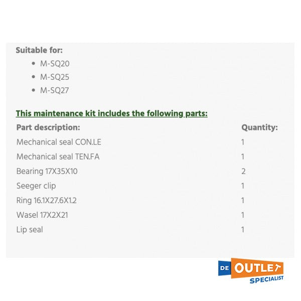 Whisper Power Kit-B onderhouskit voor M-SQ20 / 25 / 27